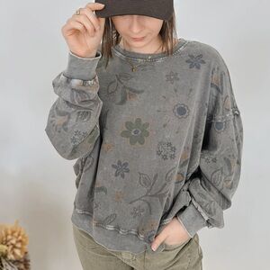 Mineral Wash Floral Pullover